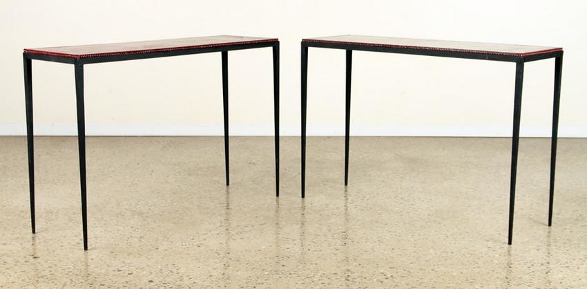 PAIR IRON CONSOLE TABLES MANNER JEAN-MICHEL FRANK