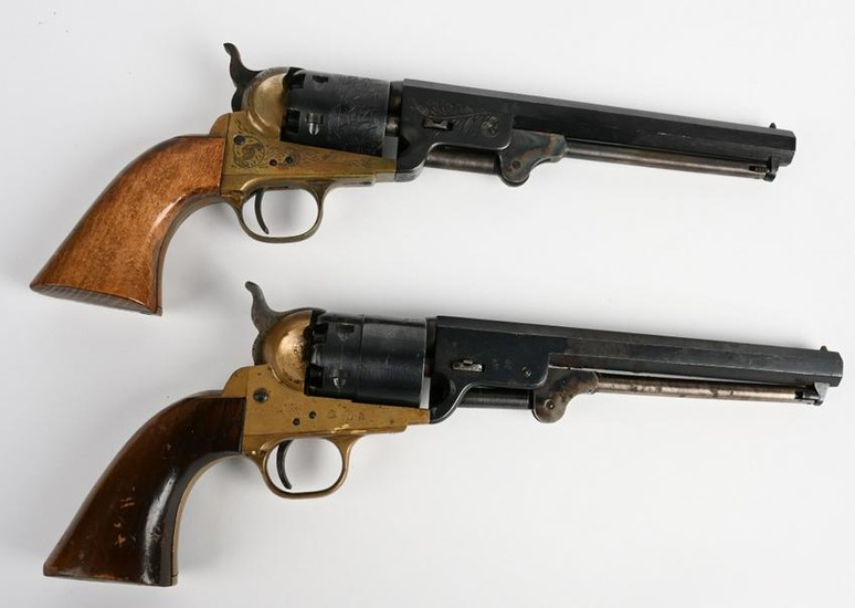 PAIR OF REPLICA BRASS FRAME PERCUSSION REVOLVERS