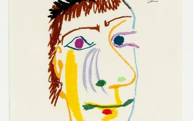 Pablo Picasso (1881-1973), after, head from the suite ''Le GoÃ»t du Bonheur'', 1970, color