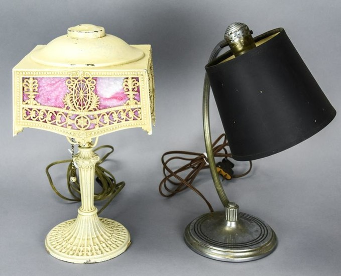 Pair Art Deco Lamps, Includes Chase Chrome Lamp