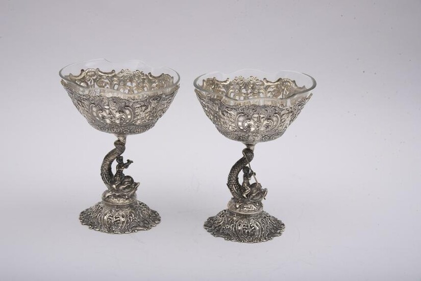 Pair of 800 Silver German Compotes