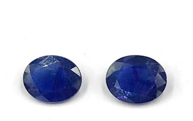 Pair of Dark Blue Faceted Sapphire Ovals