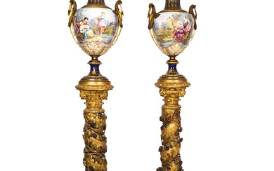 Pair of French porcelain vases, 19th century