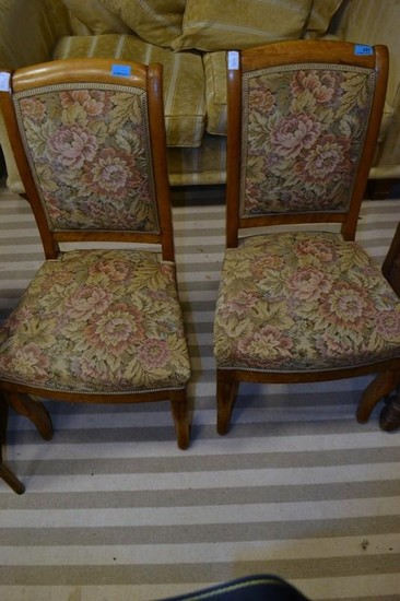 Pair of French walnut bedroom chairs circa 1900's