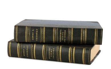 Pair of Leatherbound Hardcover Henry D. Thoreau Books