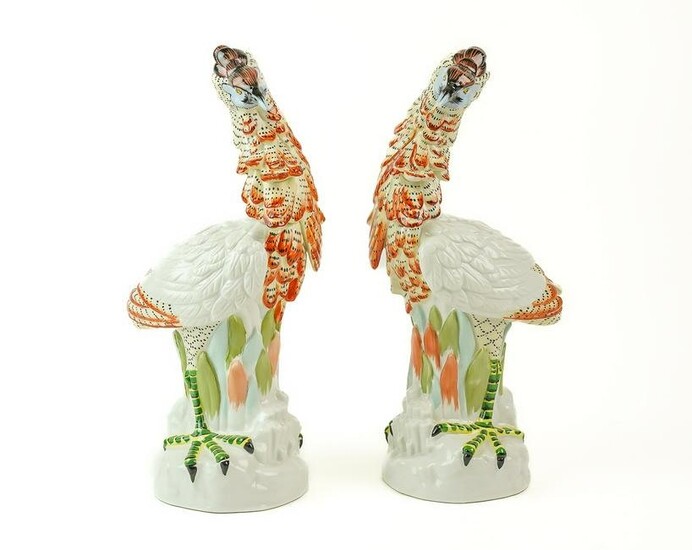 Pair of Porcelain Exotic Bird Figurines