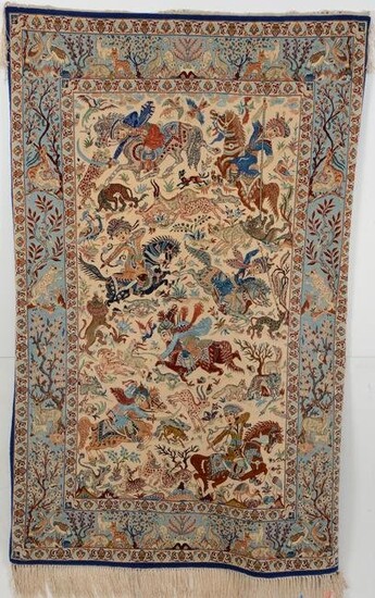 Persian hunt scene carpet in fine condition, 20th