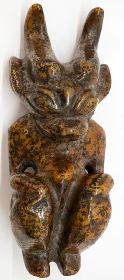 Pre-Columbian Style Carved Stone Figure 7.5-in. Tall