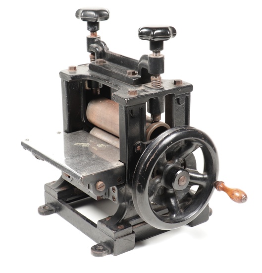 [Printer's tools]. Miniature printing press for printing visiting cards or...