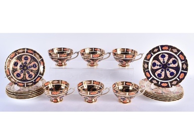 ROYAL CROWN DERBY IMARI CUPS AND SAUCERS. (qty)