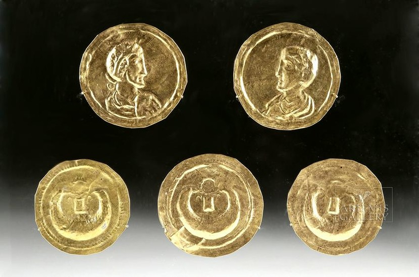 Rare Set Gallo-Roman Gold Repousse Phalerae (5)