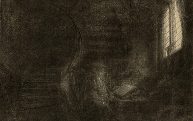 Rembrandt Harmenszoon van Rijn (Leida,, 1606 - Amsterdam,, 1669), San Gerolamo in una stanza buia. 1642.
