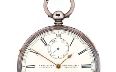 Robinson: A Silver Eight Day Power Reserve Open Faced Lever...