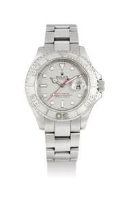 Rolex. A Fine Stainless Steel Bracelet watch with Date and Platinum Dial
