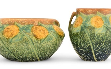 Roseville Pottery "Sunflower" Bowl & Vase