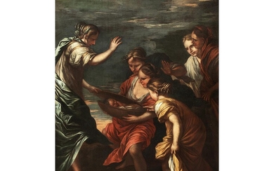 Salvator Rosa, 1615 Arenella/ Neapel – 1673 Rom, zug., Die Auffindung des Moses im Nil