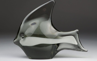 Seguso - Objet décoratif 'Poisson' - 1950, Design Archimede Seguso, verre fumé, soufflé à la...