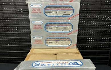 Set WILLIAMS ELECTRIC TRAINS (6) PASSENGER CARS, in boxes, in original case, from nice home in