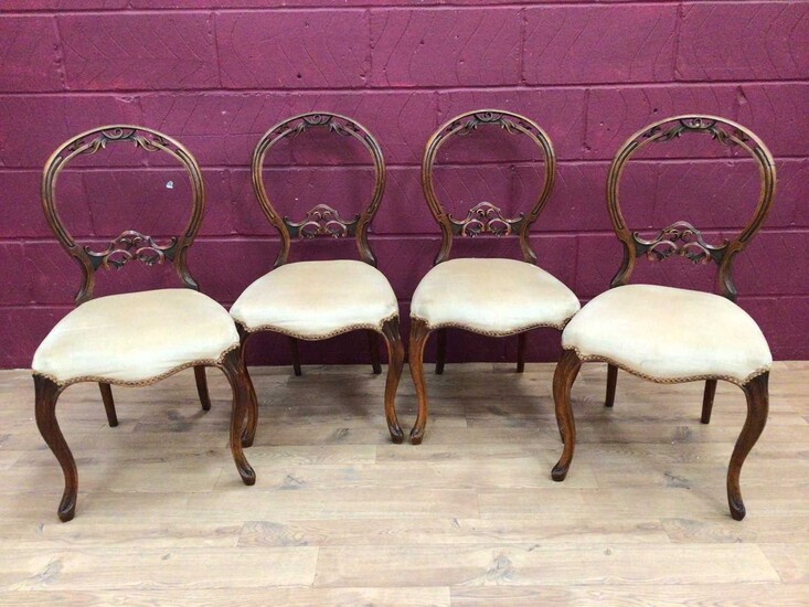 Set of four Victorian walnut dining chairs