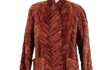 Sheared Patterned Mink Fur Coat from Madame Lina International
