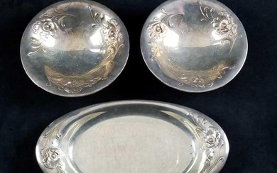 Silver Plated Lot of 3, Gala Serving Tray and Bowls by Oneida