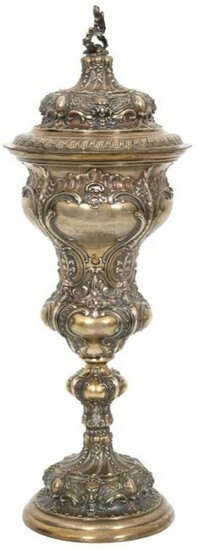 Silver Repousse Lidded Trophy Urn