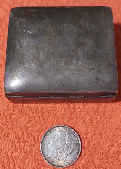 Silver plated box and Original 1885 Silver Morgan $1