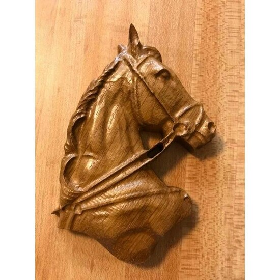 Small Horse Head Wood Carving, Plaque