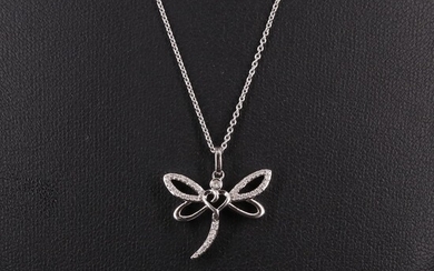 Sterling Diamond Dragonfly Rolo Chain Necklace