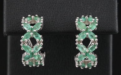 Sterling Emerald Half Hoop Earrings