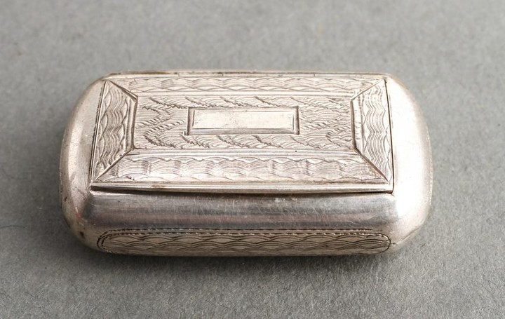 Sterling Silver Engine-Turned Pill Box, Circa 1825