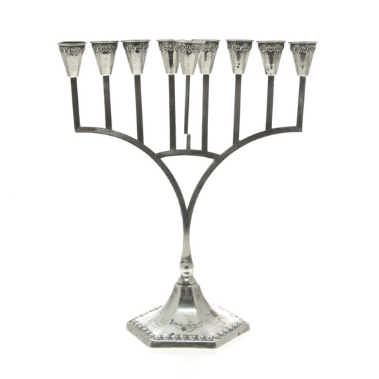 Sterling Silver Hanukkah Lamp Menorah, Judaica.