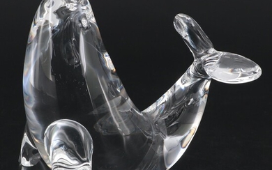 Steuben Art Glass "Playful Sea Lion" Figurine, Late 20th Century