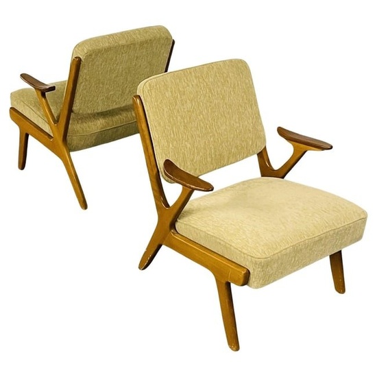 Svegards Makaryd, Mid-Century Modern, Accent Chairs, Fabric, Wood, Sweden, 1960s