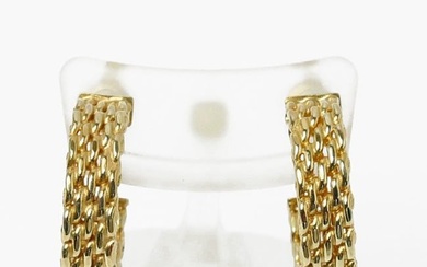 TIFFANY&Co. Tiffany K18YG Yellow Gold Somerset Mesh Hoop Earrings 8.3g Women's