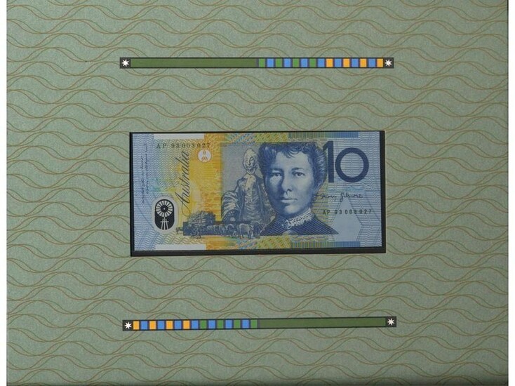 Ten Dollar Bank Note and Stamps Folder