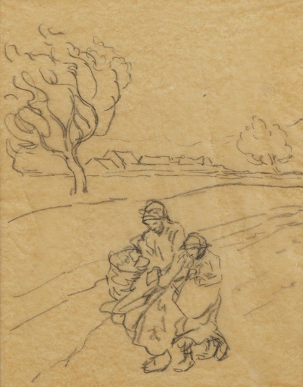 Théophile Alexandre STEINLEN (1859-1923), "Mère et enfant", fusain