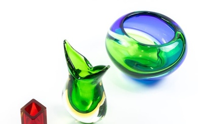 Three Murano glass vases