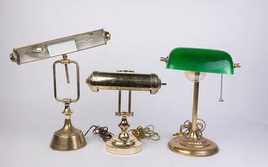 Three Vintage Brass Desk Lamps