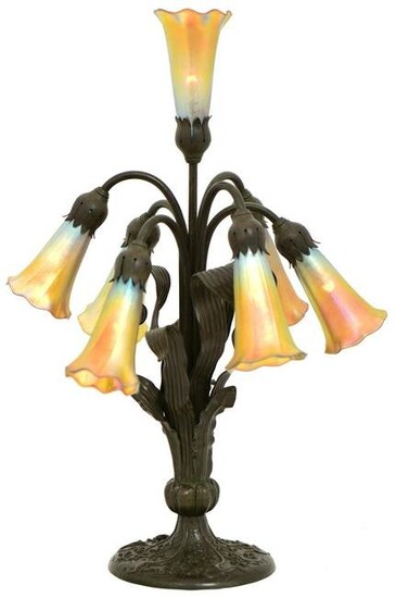Tiffany Studios Style Seven-Light "Lily" Table Lamp