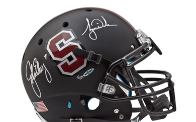 Tiger Woods & John Elway Signed LE Stanford Cardinal Matte Black Full-Size Helmet (UDA)