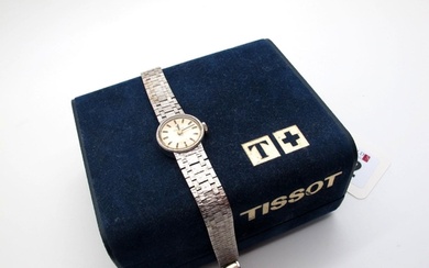 Tissot; A 9ct White Gold Cased Ladies Wristwatch, the signed...