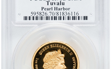 Tuvalu: , Elizabeth II gold Proof "Pearl Harbor - 75th Anniversary" 100 Dollars (1 oz) 2016-P PR70 Deep Cameo PCGS, ...
