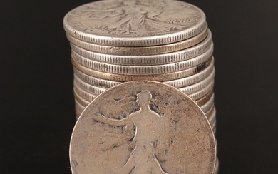 Twenty Walking Liberty Silver Half Dollars, Including 1920