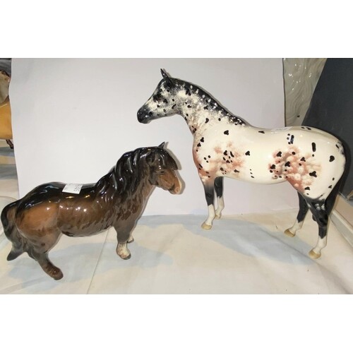 Two Beswick horses: an Appaloosa Stallion 1772 and a Shetlan...