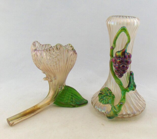 Two Verre-de-Soie Bohemian vases