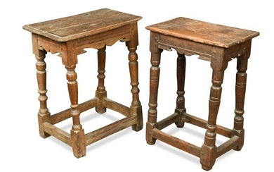 Two similar oak joint stools, 17th century
