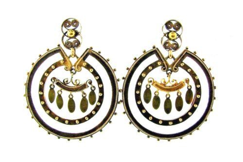 UNIQUE Victorian 14k Yellow Gold Earrings Circa 1900s