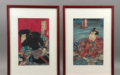 Utagawa Kunisada, Two Color Woodblocks, Actors