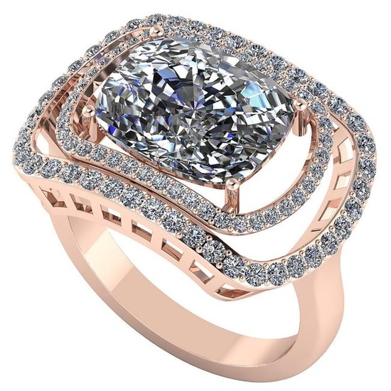 VS/SI1 Certified 2.10 CTW Round and Cut Diamond 14K Rose Gold Ring
